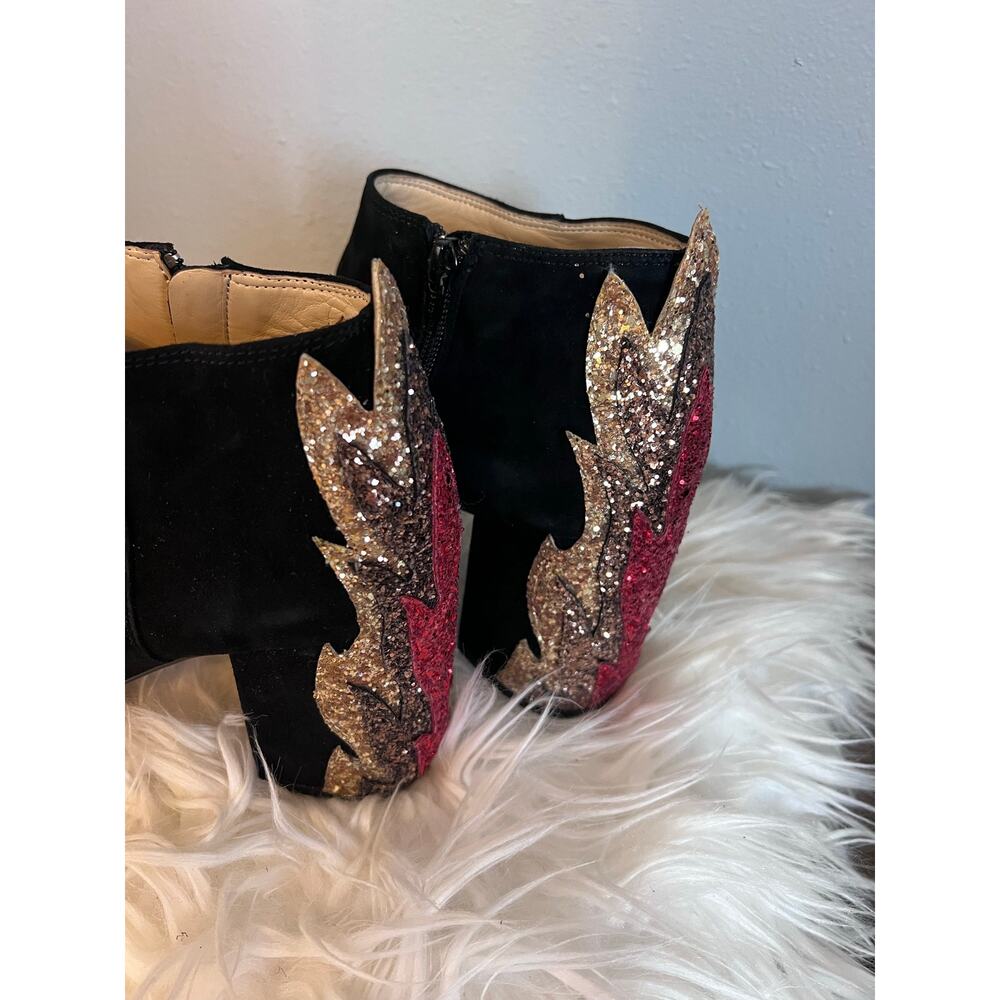 Katy Perry The Flame Black 9 Sequin Ankle Boots Heel Velvet Festival Glam Punk - Picture 8 of 11